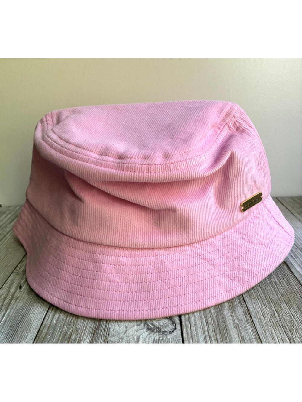 Satined Womens Pink Corduroy Bucket Hat Satin Lined Size M